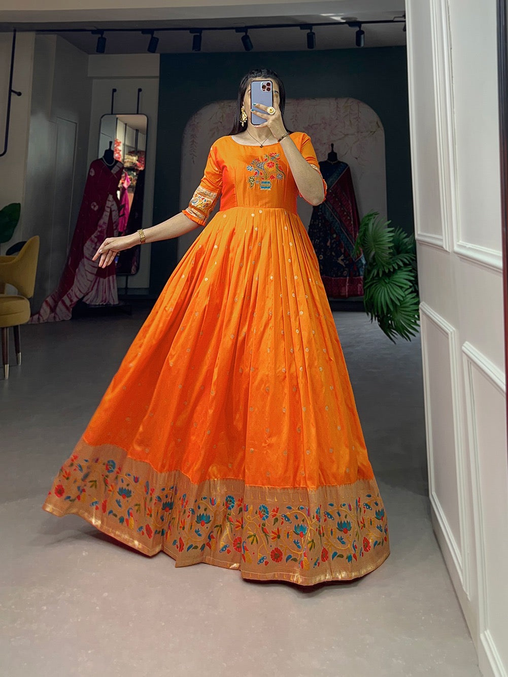 Paithani Gown for Ugadi