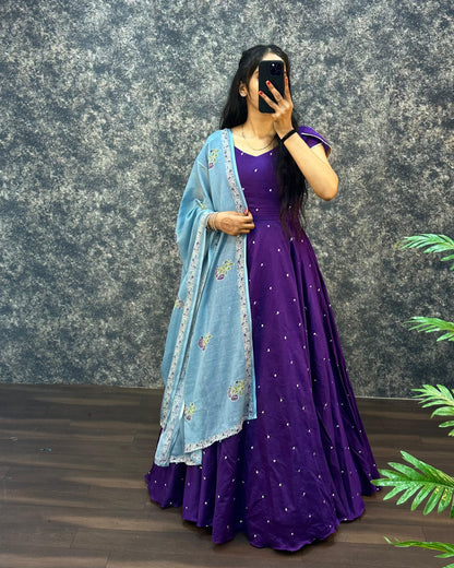 2 In One Long Frock With Dupatta