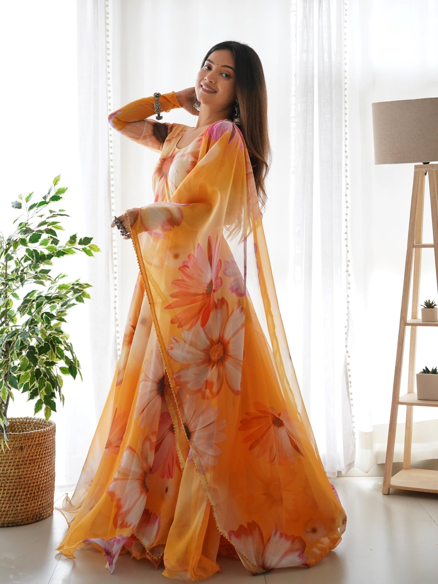 Sunflower Gown With Dupatta Gown