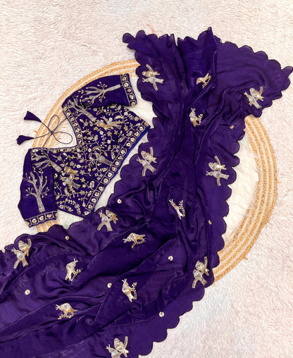 Fendy work silk sarees with stitched desginer work blouse