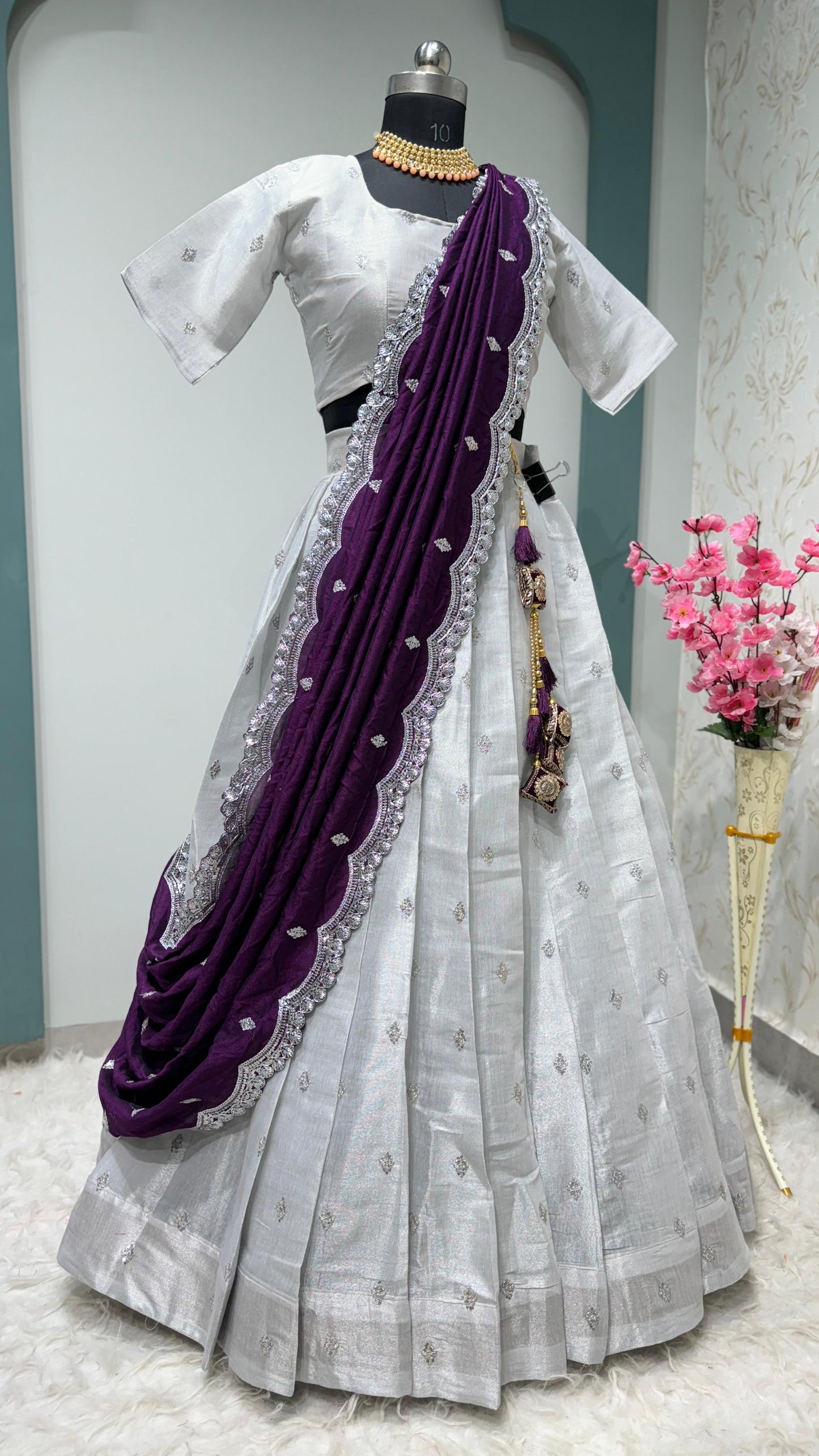 Desginer Lehenags With Cutwork Dupattas