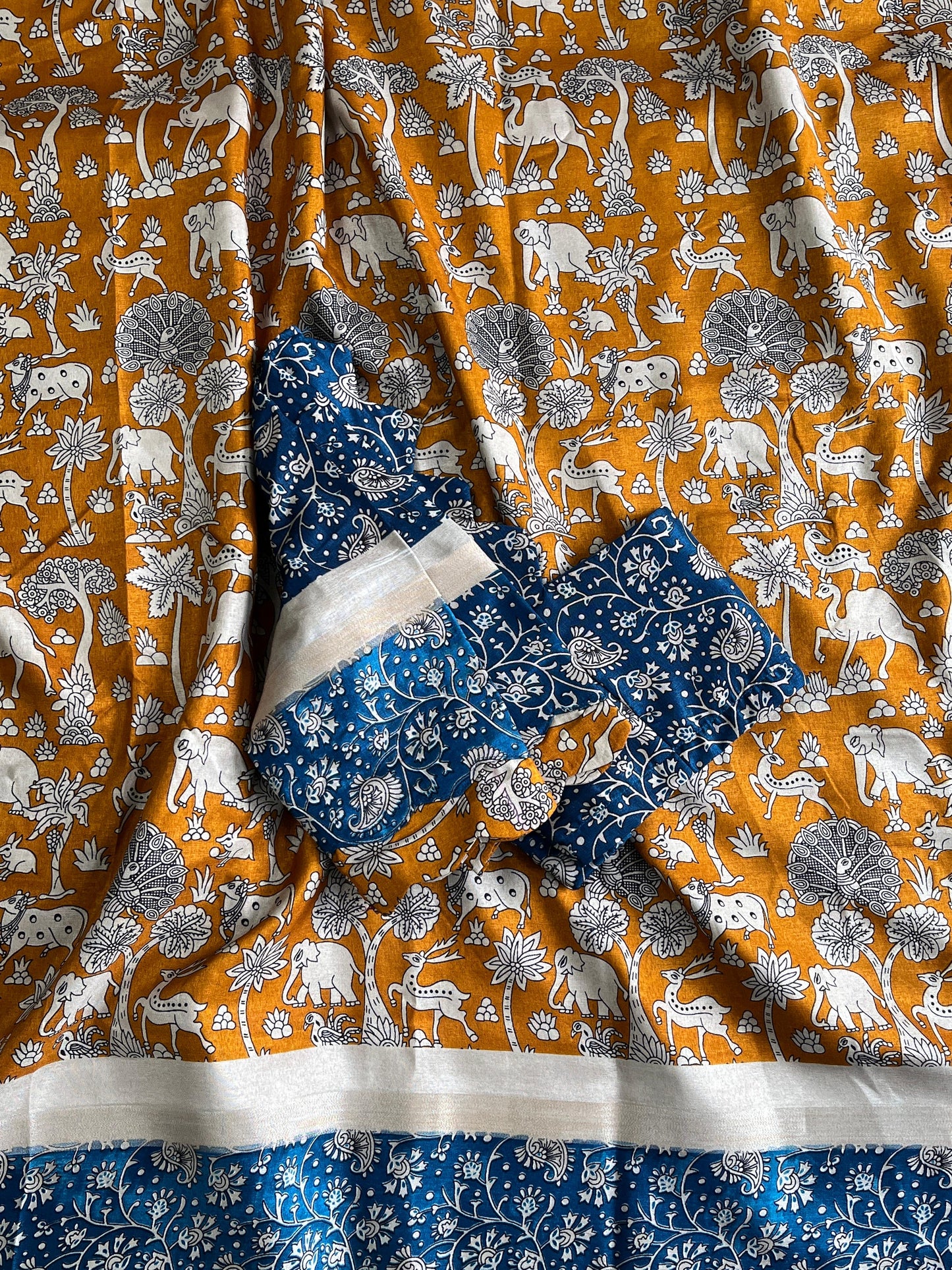 Mangalkari saree with pichwai print on all over the saree