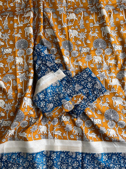 Mangalkari saree with pichwai print on all over the saree
