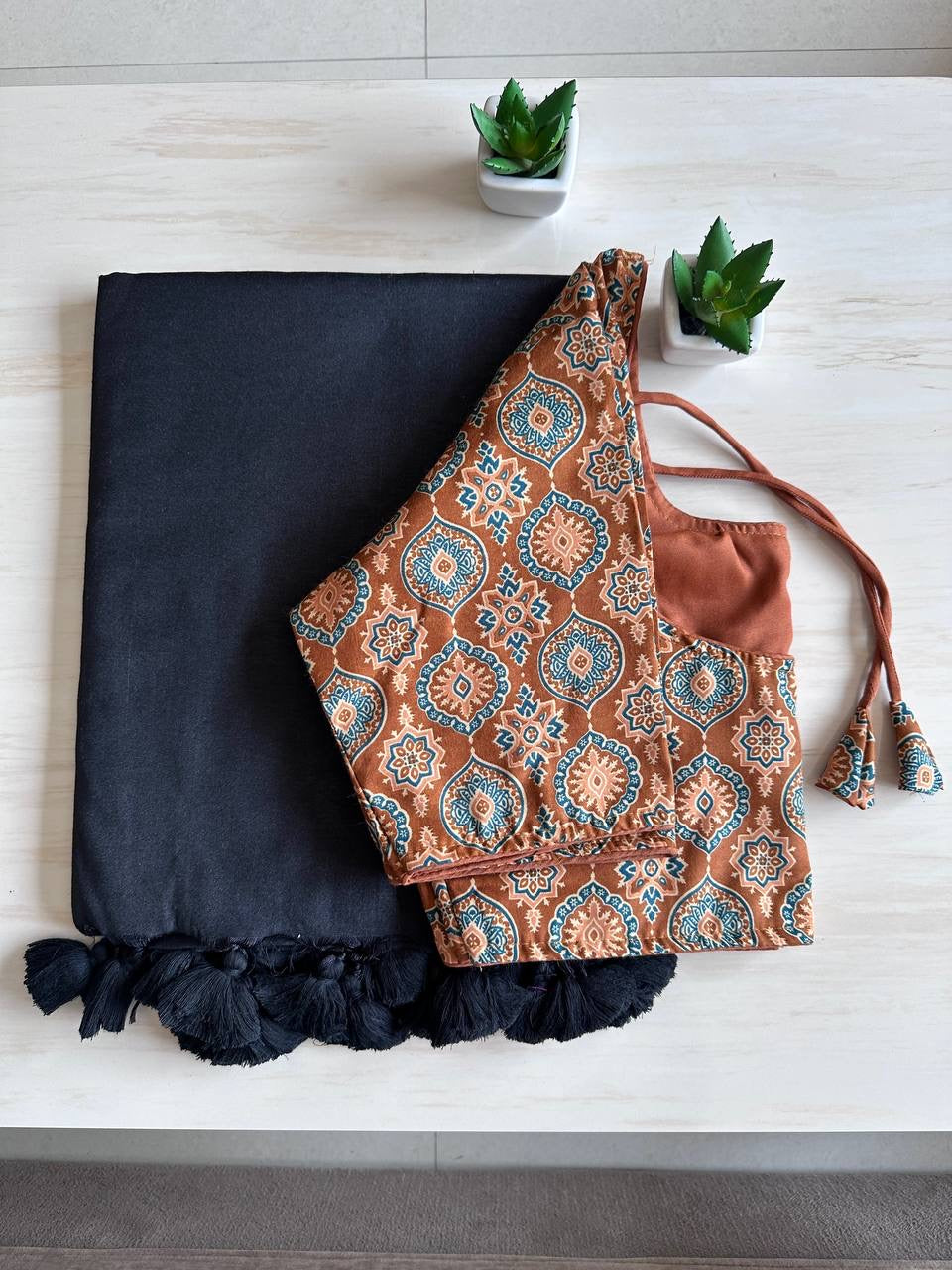 Budget Khadi Cotton with Tassels on Boarder