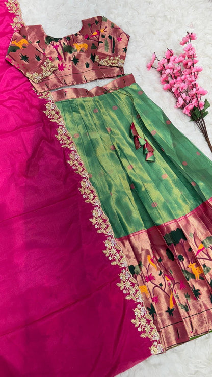 Two tone Paithani lehenga