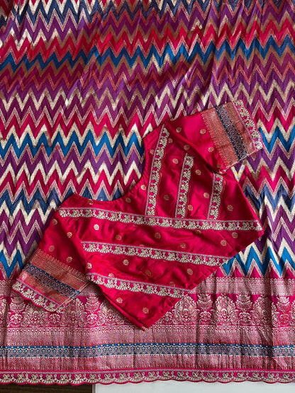 Banarasi Silk Saree with Stitched Blosue with lace (Celebrate inspired)
