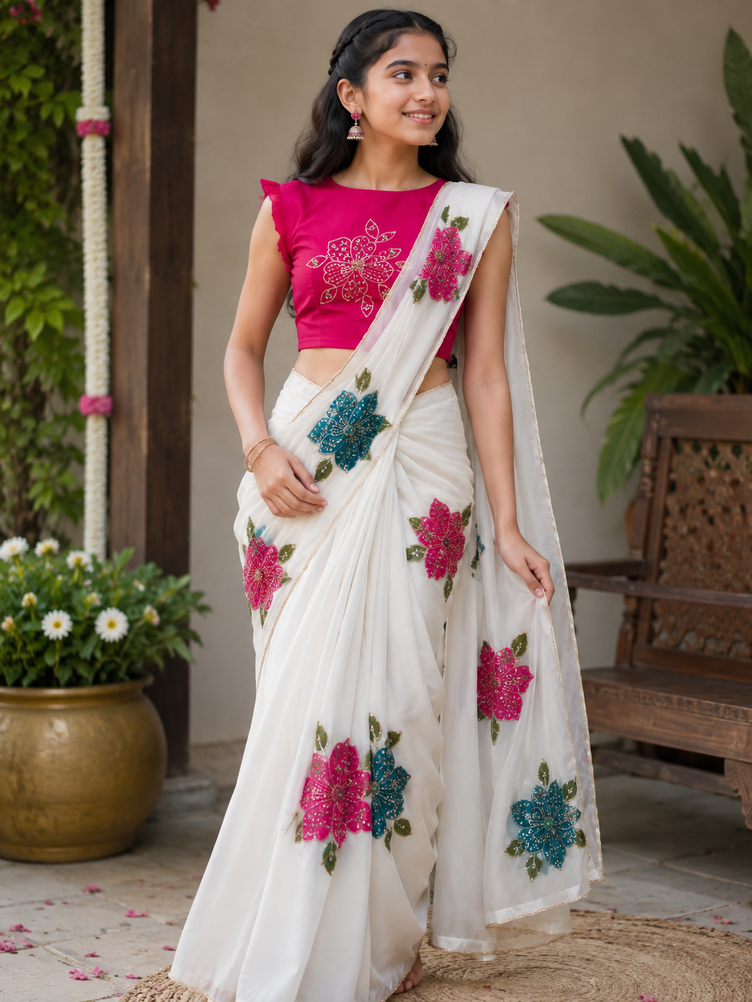 Hand brush painted rangoli silk trending saree