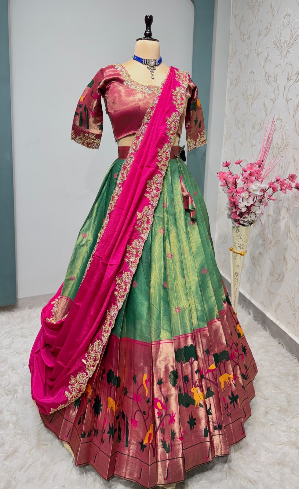 Two tone Paithani lehenga