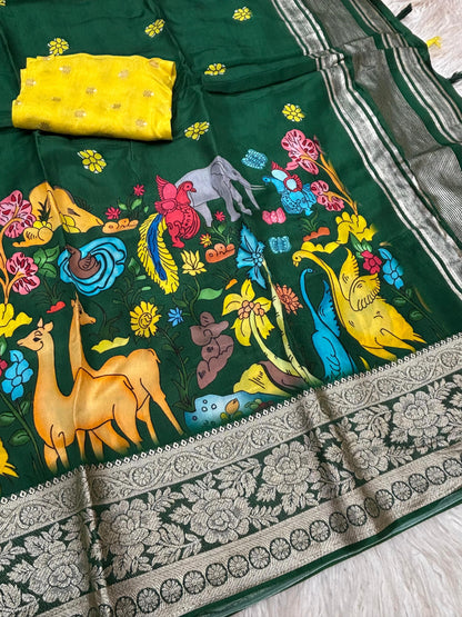 Tusser Kalmkari classic sarees