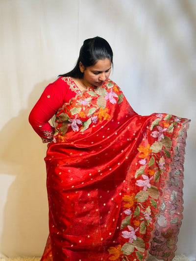 Elegant Tissue Buti Saree with Zari Buties and Scallop Cut Border classic saree