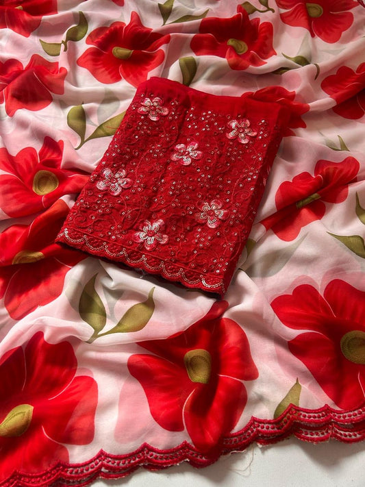 Georgette saree soft mul slab