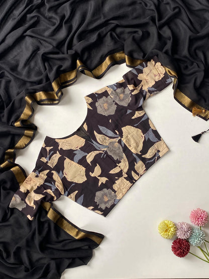 Pure Mul Cotton With stitched blouse