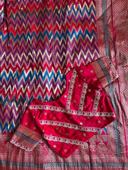 Banarasi Silk Saree with Stitched Blosue with lace (Celebrate inspired)