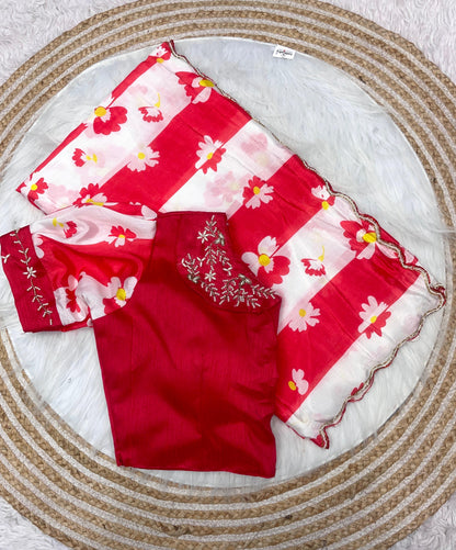 Saree With Stitched Blouse budget wear 🌟
