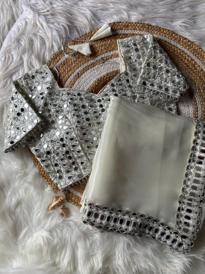 Stitched Blouse With Mirror Saree