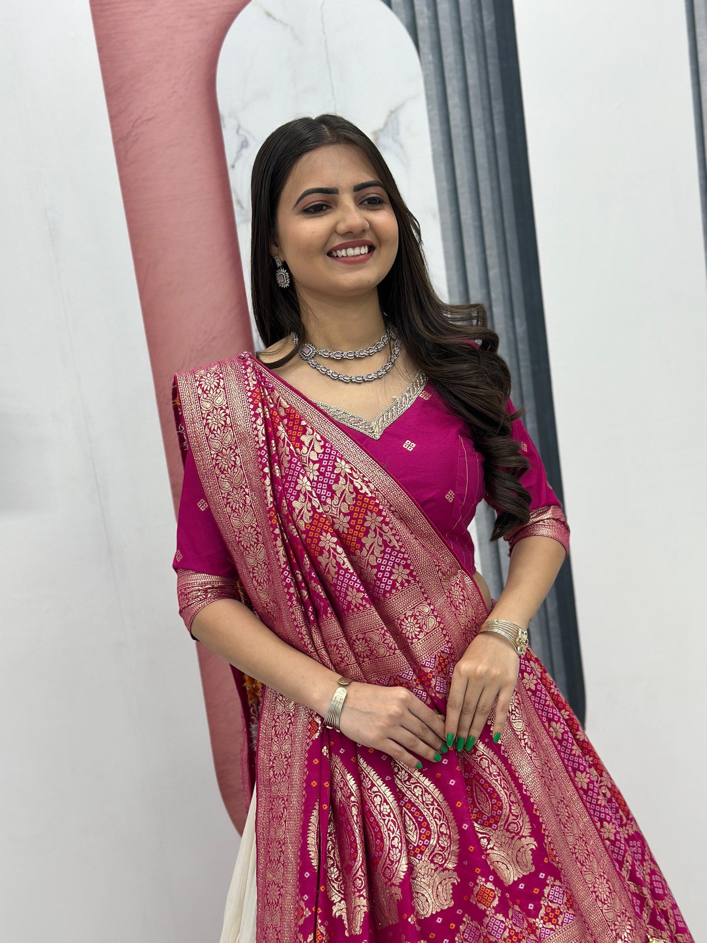 Trending  Concept lehenga with Banarasi saree