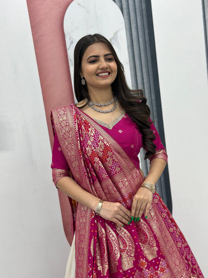 Trending  Concept lehenga with Banarasi saree