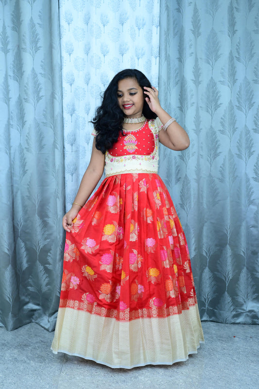 Pure Zardosi with cutdana kids lehenga