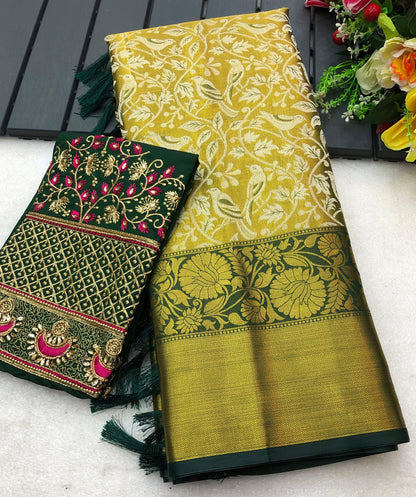 Pure Silk Maggam Saree With Two Blouses