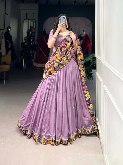 Kalamkari new vichitra  silk  Lehnags’s