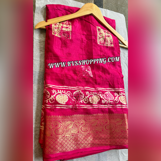 Shiobari With Bandhini soft Muslin Silk Budget saree (celebrate inspired)