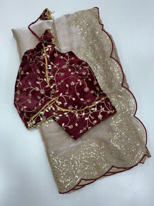 Zimmy Choo Saree With Desginer Stitched Blouse