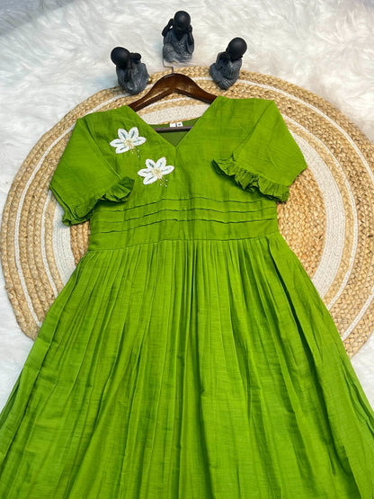 Hand work Mul Cotton party wear gowns