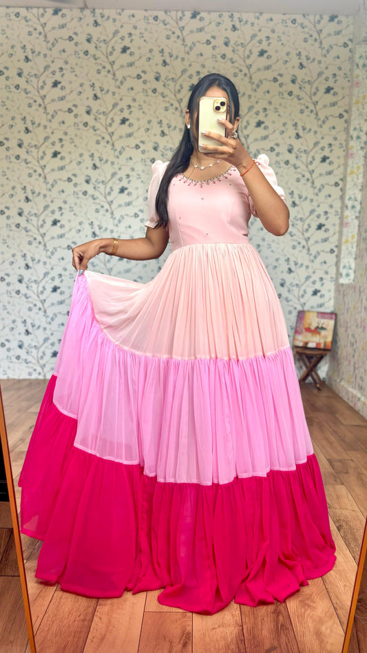 Peach Pink Flary Dream Gown