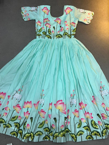 Lotus Pulmy Silk Gown With Embroidered Chinon Dupatta