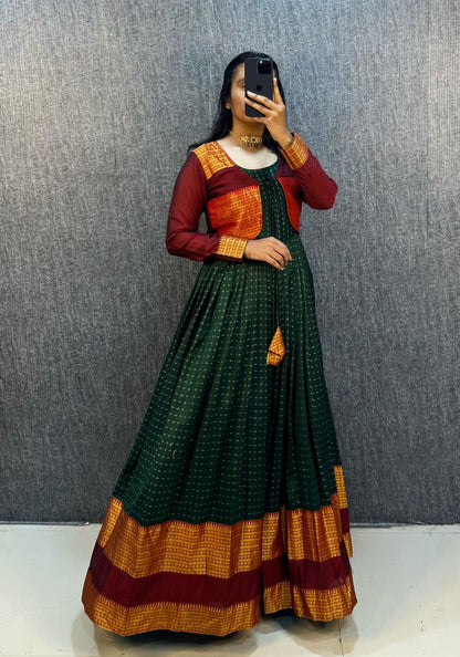 Narayapet Silk Gown With Coat