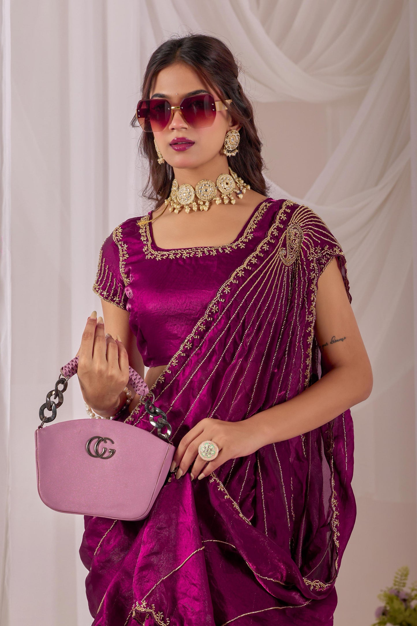 Space silk Luxe Maggam work saree Uniqe sarees