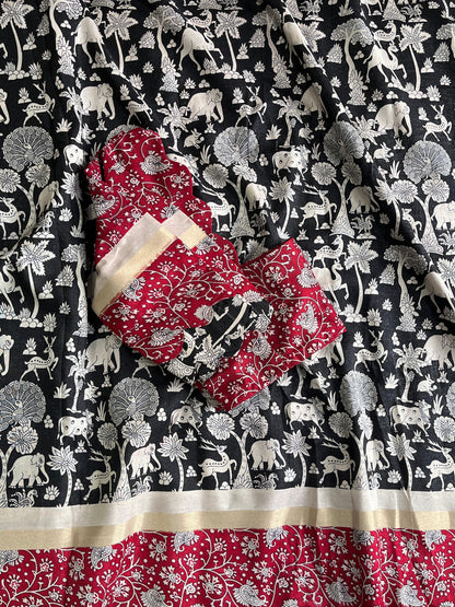 Mangalkari saree with pichwai print on all over the saree