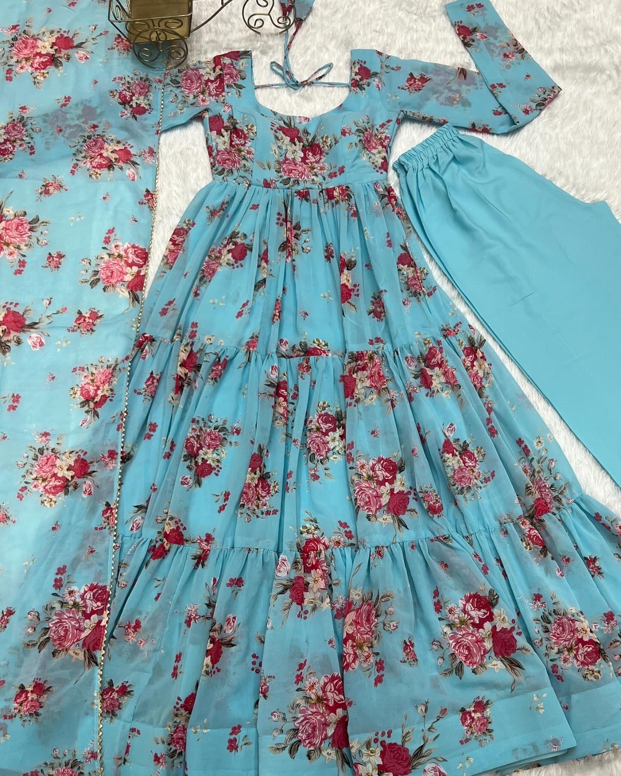 Georgette long Anarkali set /Kurta