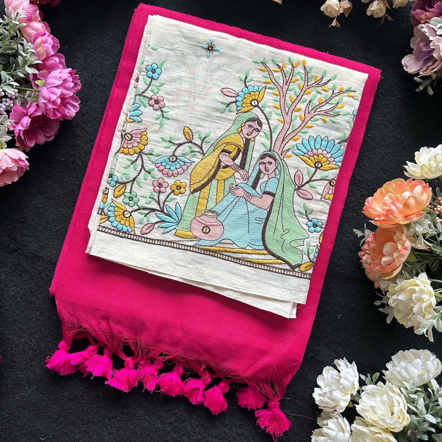 Khadi cotton with embroidery work blouse