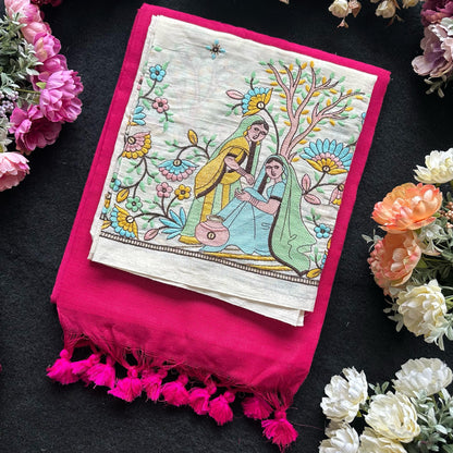 Khadi cotton with embroidery work blouse