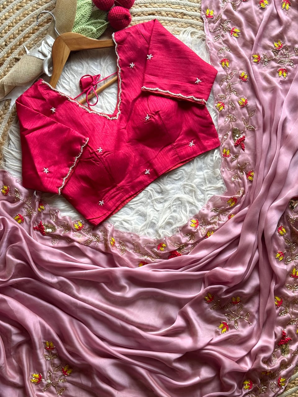 Luxe Pearl Stitched Blouse sarees