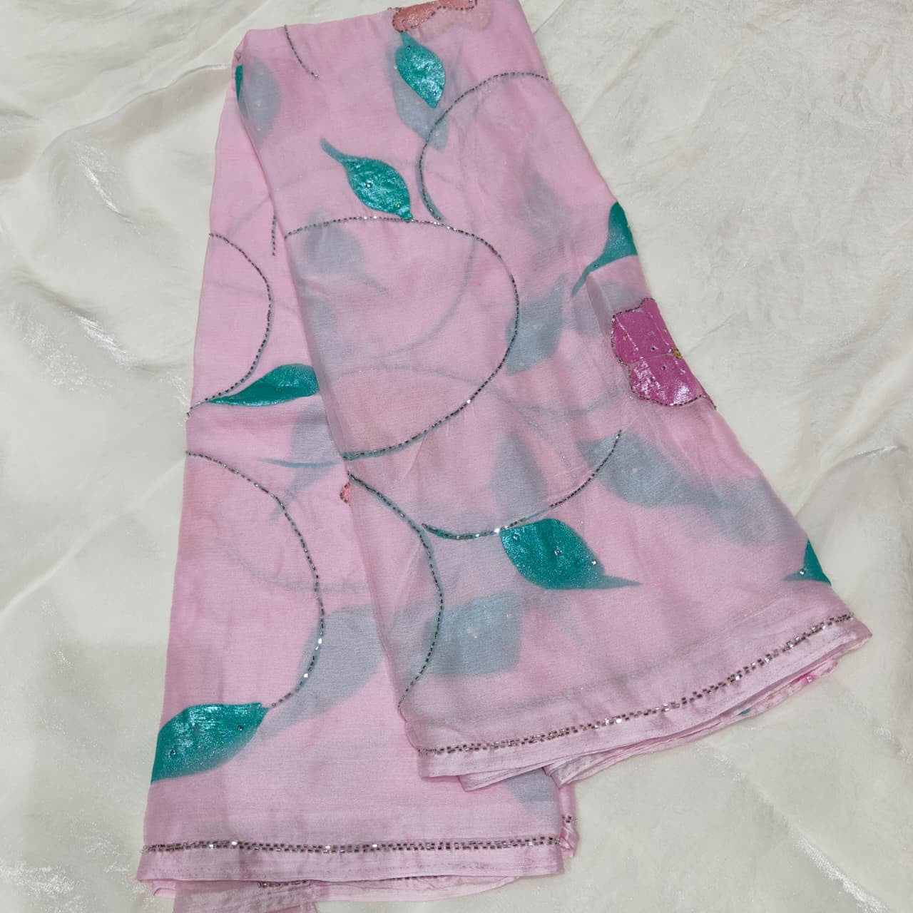 Aakasam Hand painted Chiffon Handwork trending  sarees