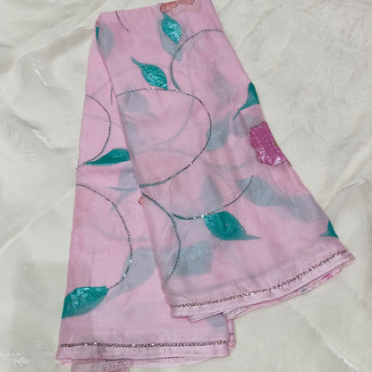Aakasam Hand painted Chiffon Handwork trending  sarees