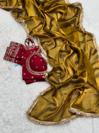 Jimmy choo saree with stitched  blouse