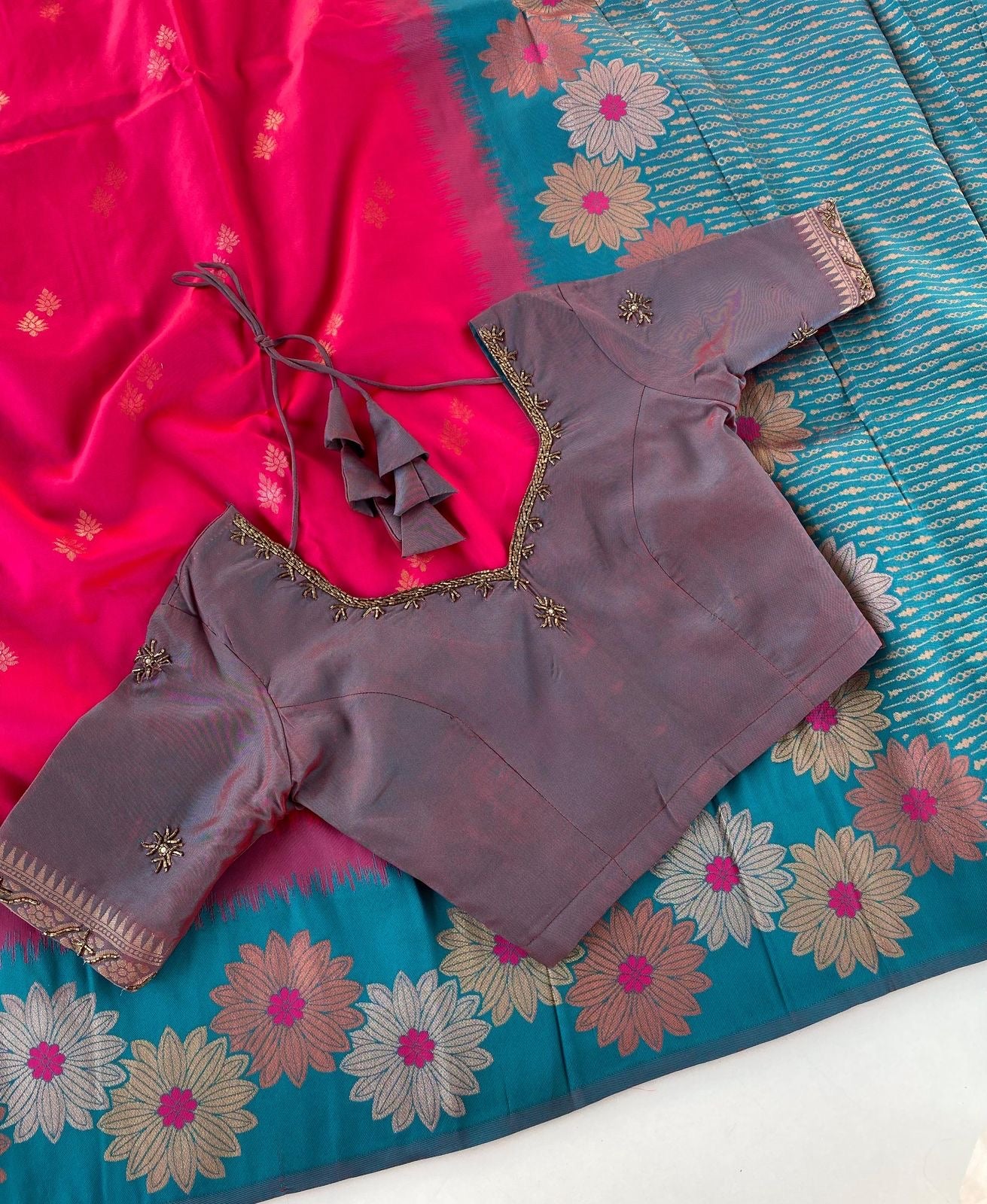 Soft silk luxe saree with stitched Blouses