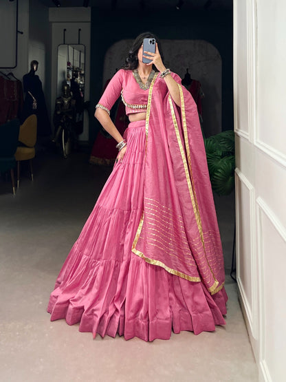 lehenga that whispers culture – pure Chanderi, pure devotion.🌸✨