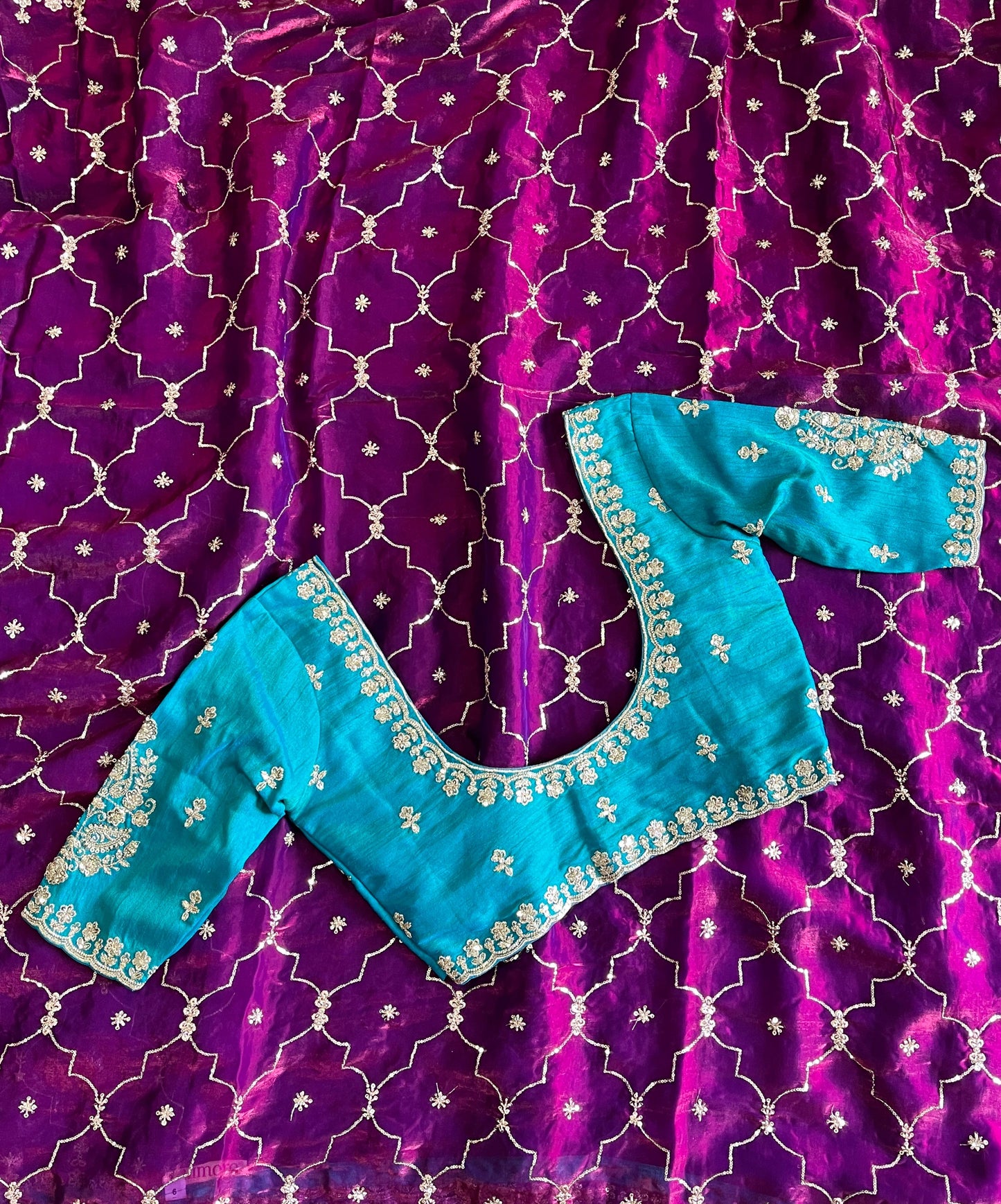 Luxe Pure Space silk Coding saree with stiched blosue