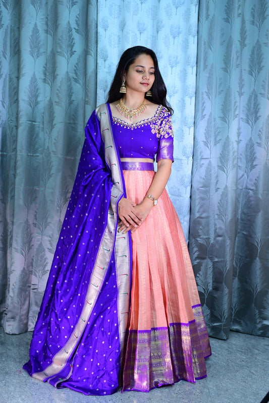Pure Maggam work Kanchipuram lehengas