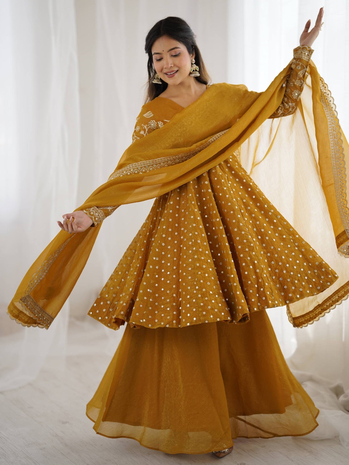 3 Pieces set Anarkali Gown dancing  sets