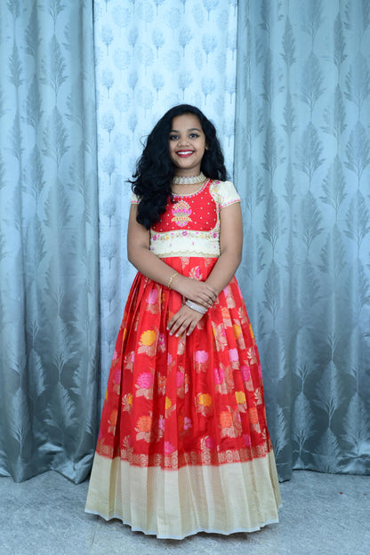 Pure Zardosi with cutdana kids lehenga