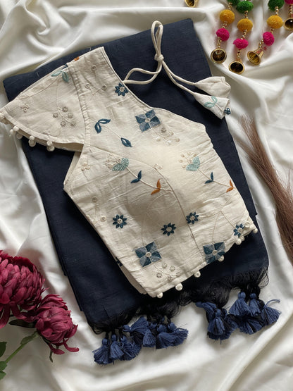 Khadi cotton with Heavy Embroidery work blouse