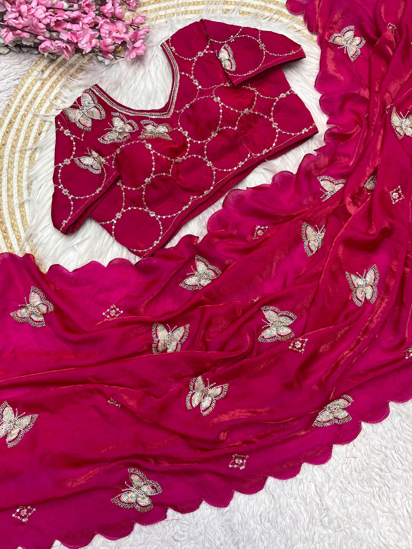 Butterfly Designer saree with stitched blosue