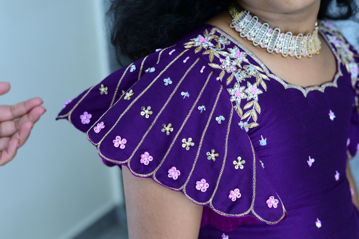 Kids Pure Maggam lavender lehenga