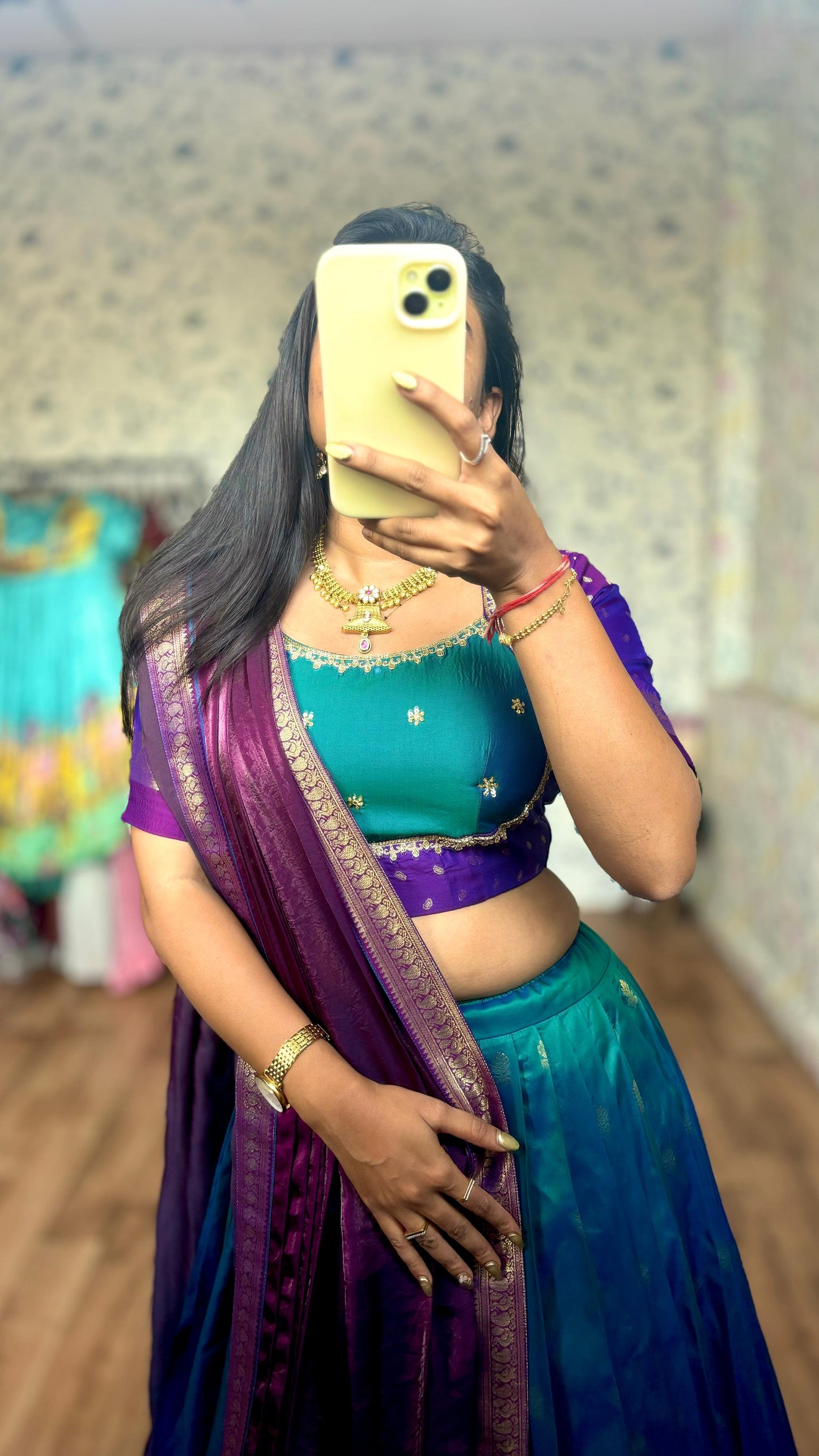 Gadwal Royal Look Maggam Work Insta Top lehenga set