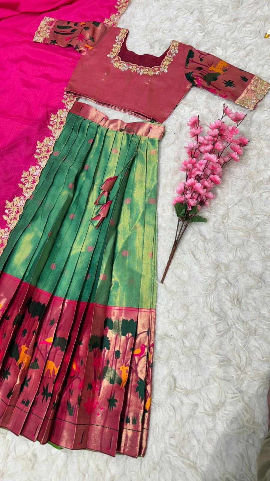Two tone Paithani lehenga